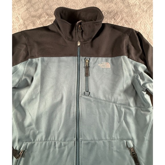 Boys North Face Soft Shell Jacket Size XL (18-20) Black Grayish Blue - Picture 4 of 16
